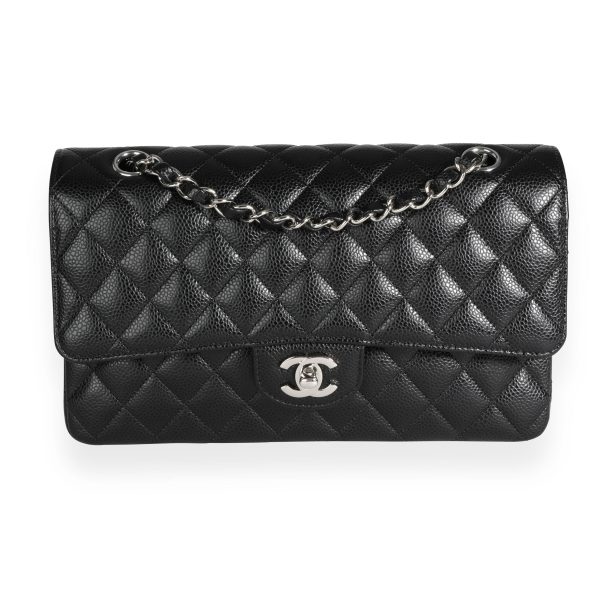 111300 fv Chanel Black Caviar Quilted Medium Classic Double Flap Bag