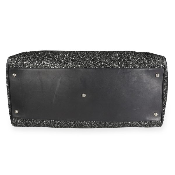 111445 stamp Saint Laurent Glitter Canvas Black Leather City Gym Duffle Bag