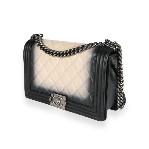 111546 sv Chanel Black Beige Ombré Quilted Leather Boy Bag