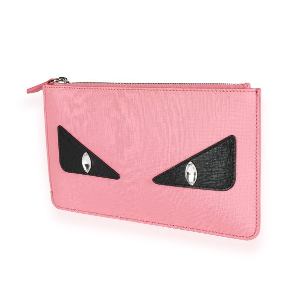 111551 sv Fendi Pink Vitello Elite Monster Clutch