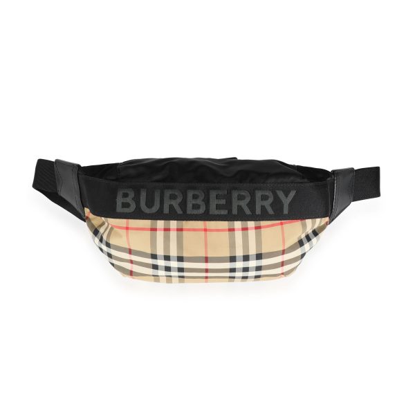 111851 fv Burberry x ECONYL® Archive Beige Medium Vintage Check Bum Bag