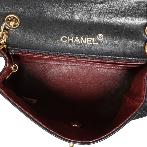 112011 av Chanel Black Quilted Lambskin Mini Square Single Flap Bag