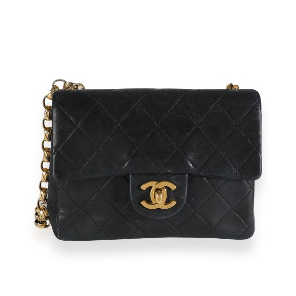 112011 fv Chanel Black Quilted Lambskin Mini Square Single Flap Bag