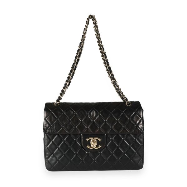 112165 bv Chanel Black Quilted Lambskin XL Jumbo Single Flap Bag