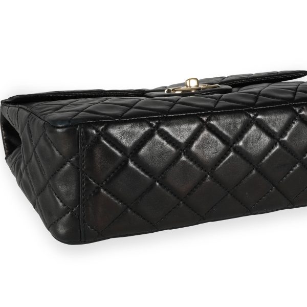 112165 clasp Chanel Black Quilted Lambskin XL Jumbo Single Flap Bag