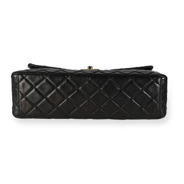 112165 stamp Chanel Black Quilted Lambskin XL Jumbo Single Flap Bag