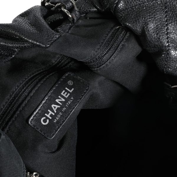 112171 ad2 9855a027 b525 43e0 b682 0628dfdec703 Chanel Black Caviar Leather Timeless Drawstring Tote