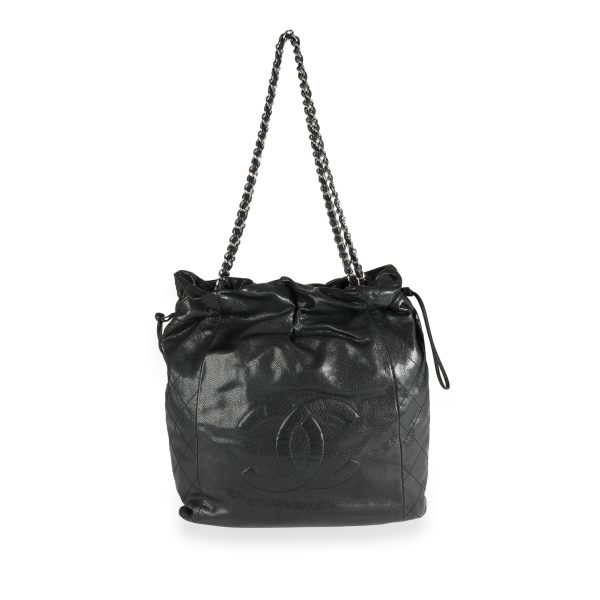 112171 fv d3b42054 06d2 4c05 b272 cdaed834161c Chanel Black Caviar Leather Timeless Drawstring Tote