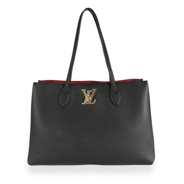 112185 fv Louis Vuitton Black Calfskin Lockme Shopper