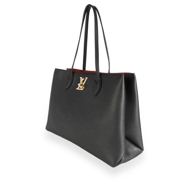 112185 sv Louis Vuitton Black Calfskin Lockme Shopper