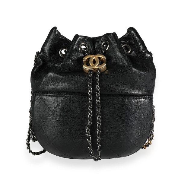 112187 fv Chanel Black Quilted Calfskin Small Gabrielle Bucket Bag