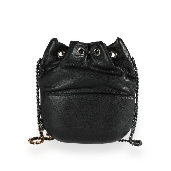 112187 pv Chanel Black Quilted Calfskin Small Gabrielle Bucket Bag