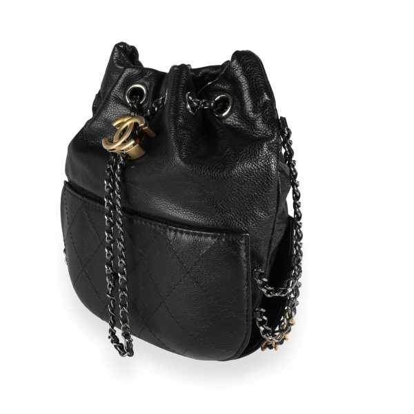 112187 sv Chanel Black Quilted Calfskin Small Gabrielle Bucket Bag