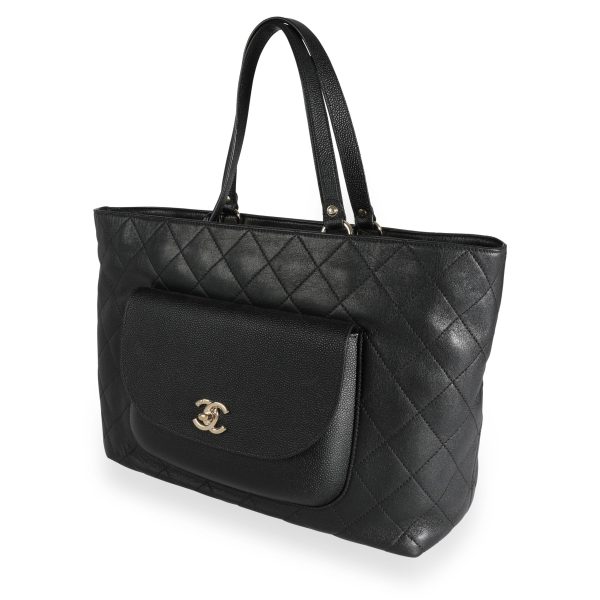 112327 sv ecd2e6d9 0929 4e33 8472 960e43c24878 Chanel Black Quilted Calfskin Caviar Daily Round Tote