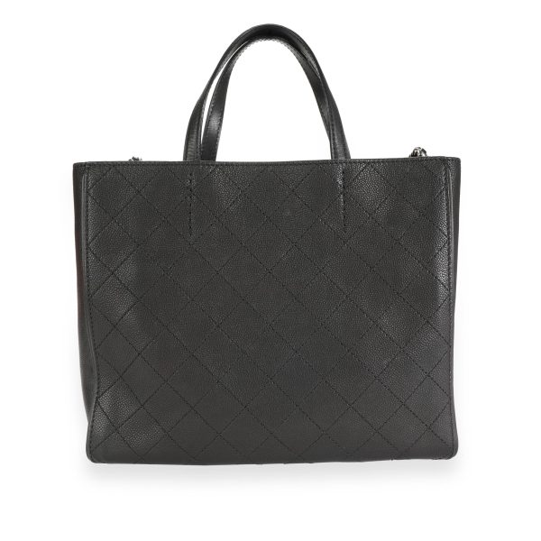 112454 pv Chanel Black Stitched Grained Calfskin Hamptons Tote