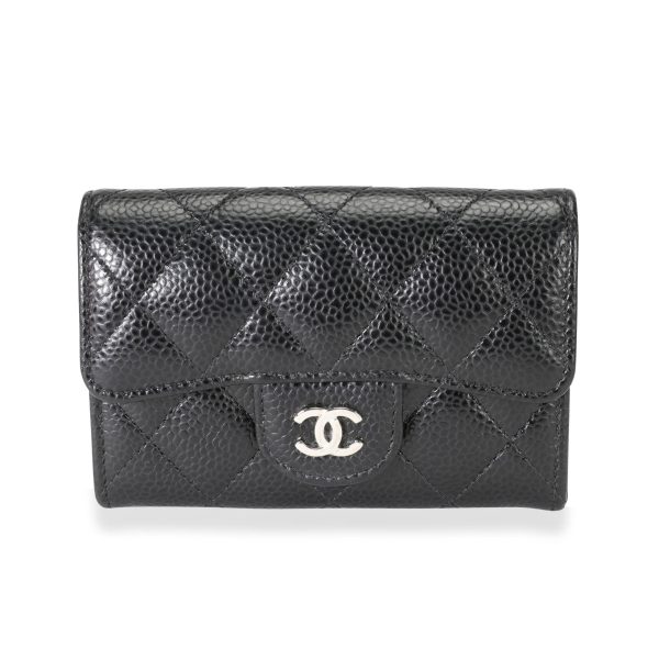 113506 fv e420628e 050d 4117 98ef a982493ca84a Chanel Black Quilted Caviar Classic Flap Card Holder