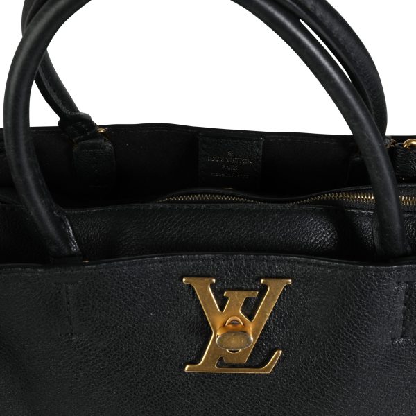 113586 ad2 Louis Vuitton Black Calfskin Lockme Tote Bag