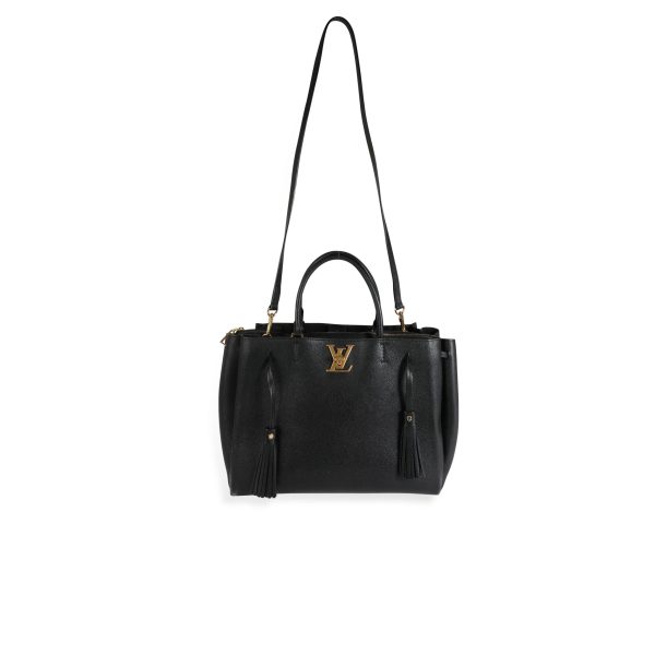 113586 bv Louis Vuitton Black Calfskin Lockme Tote Bag