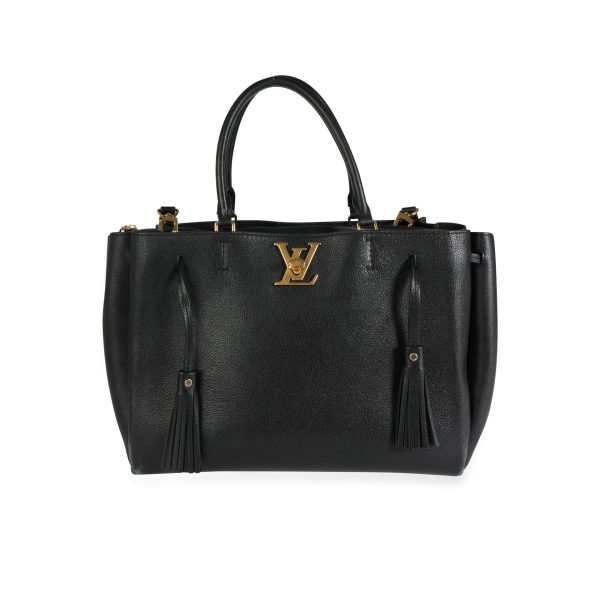 113586 fv Louis Vuitton Black Calfskin Lockme Tote Bag