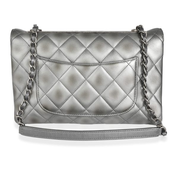 113594 pv dd0b08a1 24a2 44b6 b803 abbc80b63208 Chanel Dark Metallic Silver Quilted Lambskin Medium Trendy CC Shoulder Flap Bag