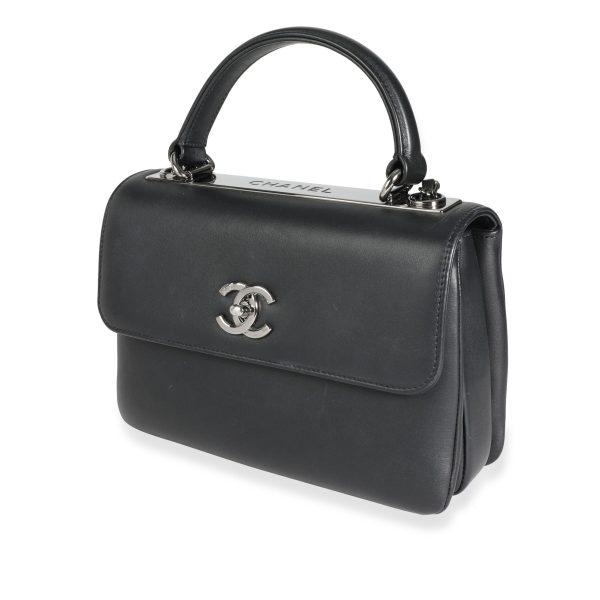 113654 sv Chanel Black Smooth Calfskin Small Trendy CC Top Handle Flap Bag