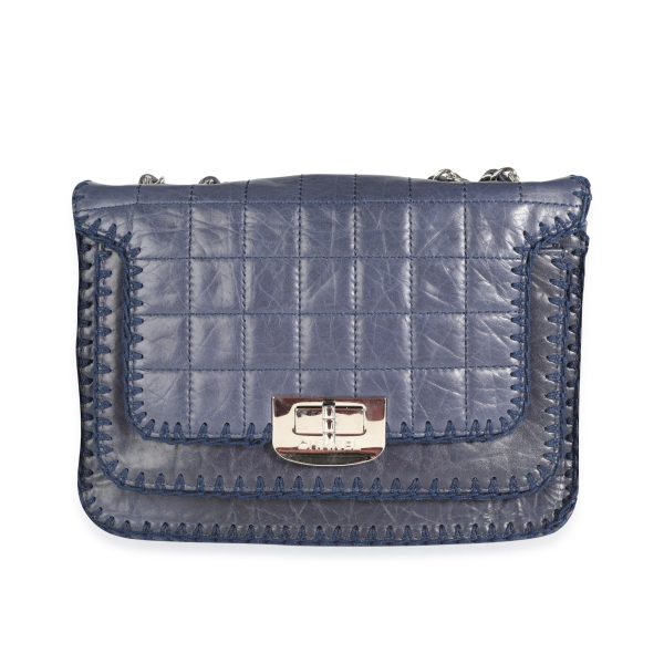 114072 fv 9860a44a f375 493c 99fc a83ca7452d80 Chanel Navy Leather Crochet Square Quilt Reissue Flap Bag