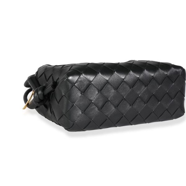 114078 box Bottega Veneta Black Intrecciato Leather Mini Loop Crossbody Bag