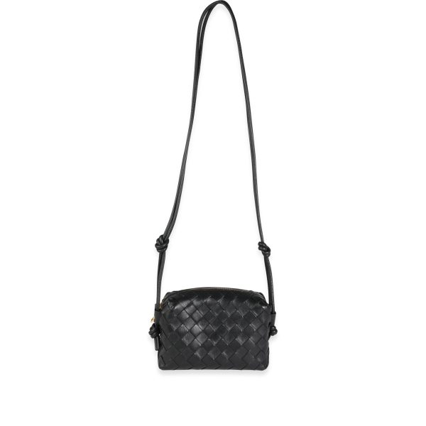 114078 bv Bottega Veneta Black Intrecciato Leather Mini Loop Crossbody Bag