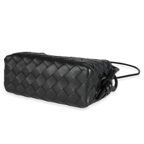 114078 clasp Bottega Veneta Black Intrecciato Leather Mini Loop Crossbody Bag