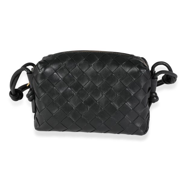 114078 fv Bottega Veneta Black Intrecciato Leather Mini Loop Crossbody Bag