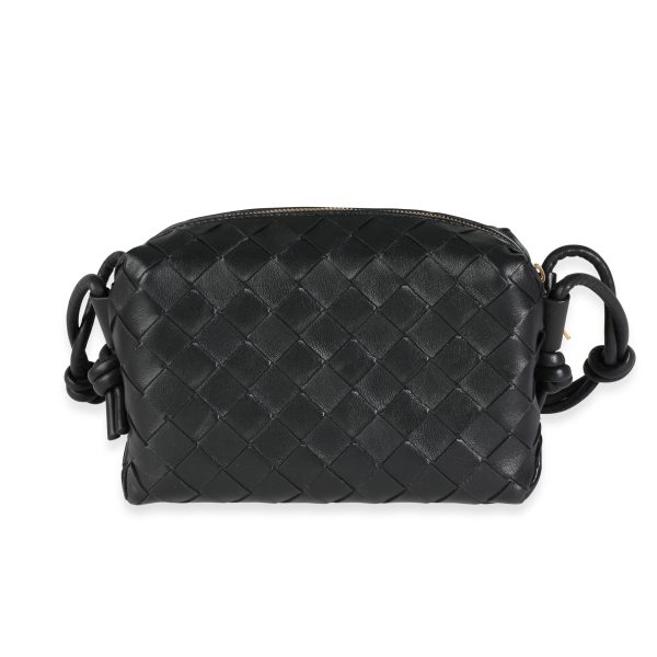 114078 pv Bottega Veneta Black Intrecciato Leather Mini Loop Crossbody Bag