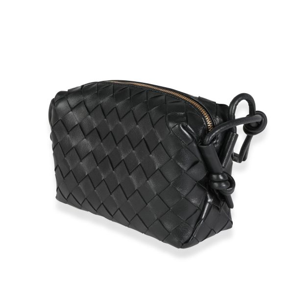 114078 sv Bottega Veneta Black Intrecciato Leather Mini Loop Crossbody Bag