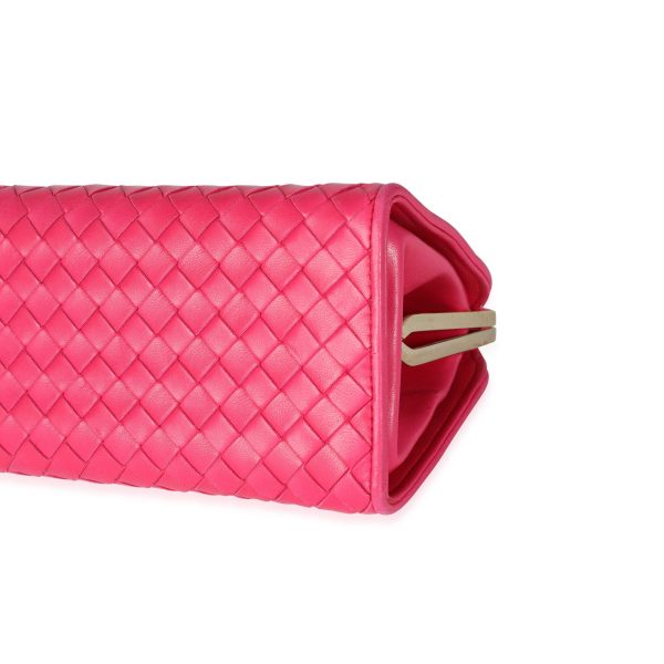 114350 box Bottega Veneta Vintage Pink Intrecciato Woven Leather Kiss Lock Frame Bag