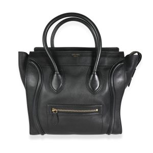 114351 fv 4b8b1a77 3297 4541 ae58 392ebf299cd6 Céline Black Calfskin Leather Mini Luggage Tote