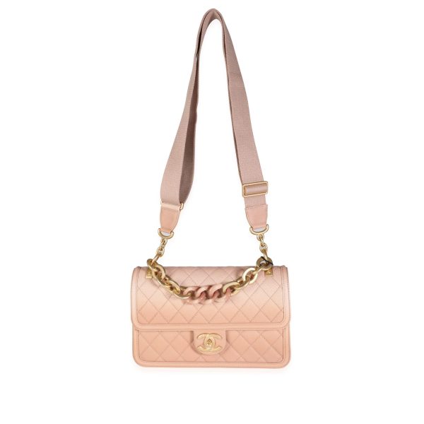 114355 bv Chanel Beige Ombré Quilted Caviar Sunset By The Sea Bag