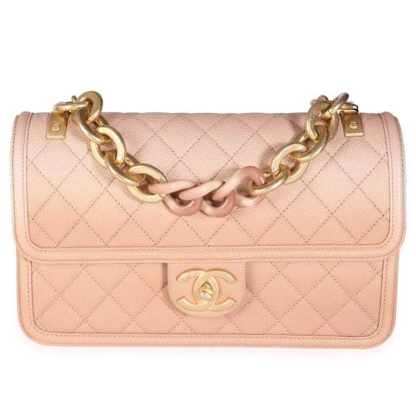 114355 fv Chanel Beige Ombré Quilted Caviar Sunset By The Sea Bag