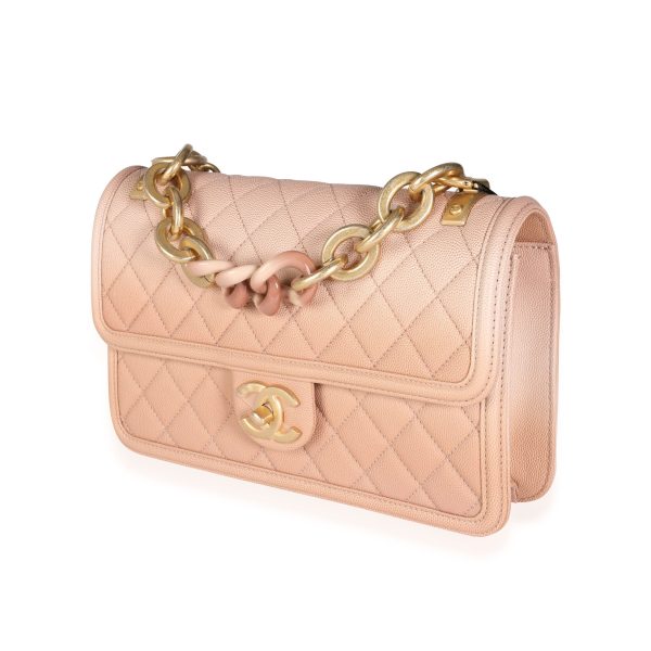 114355 sv Chanel Beige Ombré Quilted Caviar Sunset By The Sea Bag