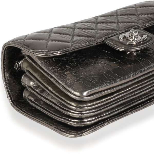 114421 box a41e0a3d c356 4677 94a8 6af5d4d96b92 Chanel Metallic Cracked Leather Clams Pocket Accordion Flap Bag