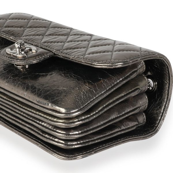 114421 clasp 18313a8a 4b57 490c 8588 b9fcd8d4fb1d Chanel Metallic Cracked Leather Clams Pocket Accordion Flap Bag