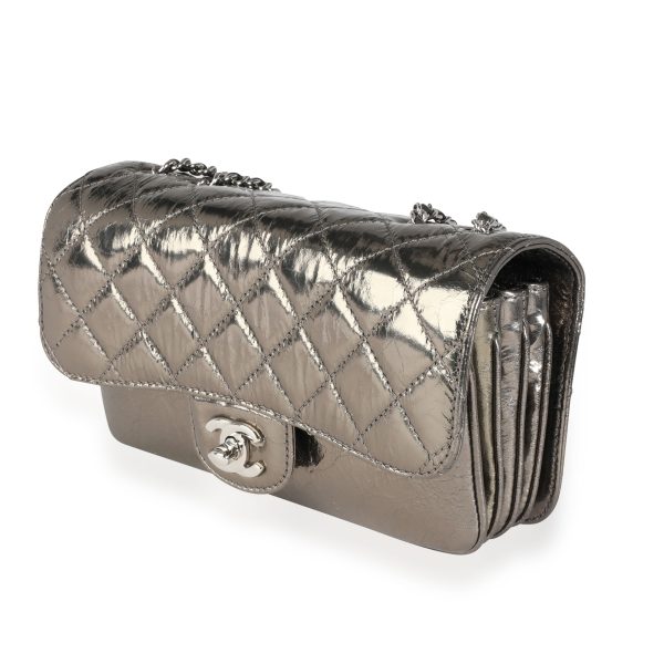 114421 sv e7b048ce a99d 4fc6 a700 9ad831788e77 Chanel Metallic Cracked Leather Clams Pocket Accordion Flap Bag