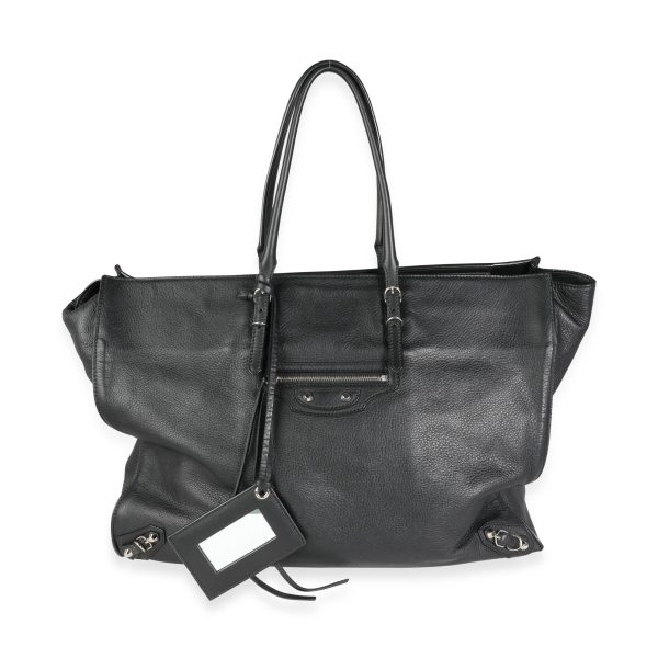 114688 fv Balenciaga Black Calfskin Leather Papier A4 Tote Bag