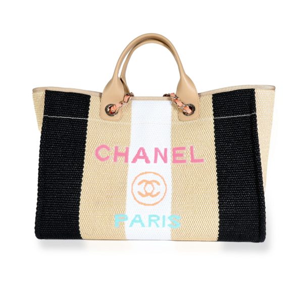 114703 fv 1fd51ad6 cb23 41b1 bfec e45353267a73 Chanel Multicolor Striped Raffia Large Deauville Tote