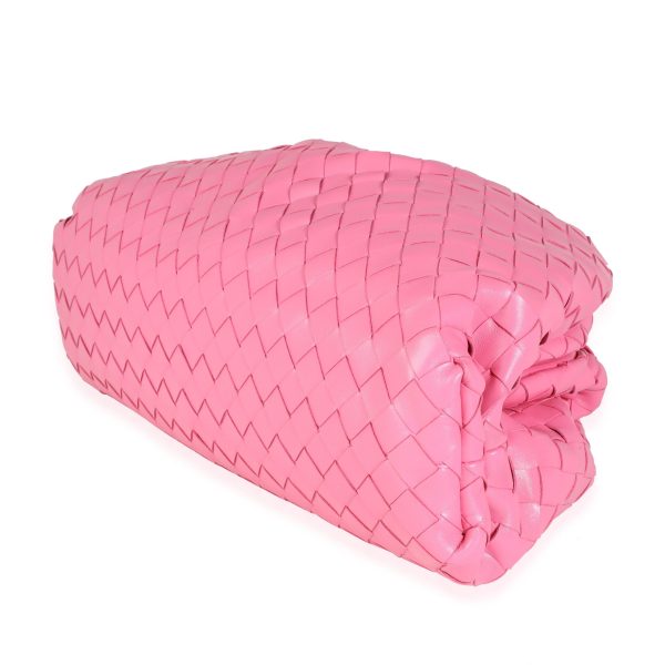 114860 clasp Bottega Veneta Bubblegum Pink Intrecciato Woven Calfskin Leather Pouch