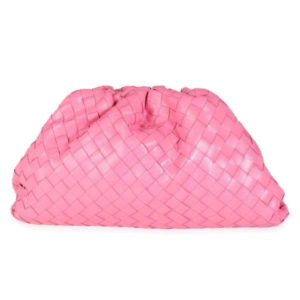 114860 pv Bottega Veneta Bubblegum Pink Intrecciato Woven Calfskin Leather Pouch