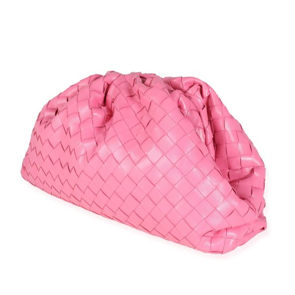 114860 sv Bottega Veneta Bubblegum Pink Intrecciato Woven Calfskin Leather Pouch