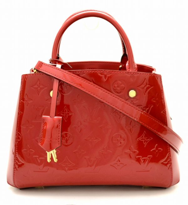 11490883 Louis Vuitton Monogram Vernis Montaigne BB Handbag 2way Crossbody Shoulder Red