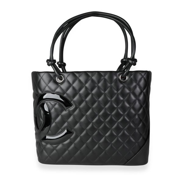 115028 fv Chanel Black Quilted Lambskin Large Ligne Cambon Tote