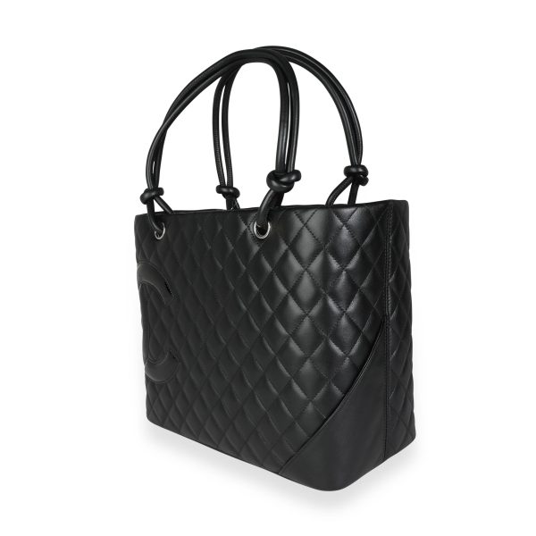 115028 sv Chanel Black Quilted Lambskin Large Ligne Cambon Tote