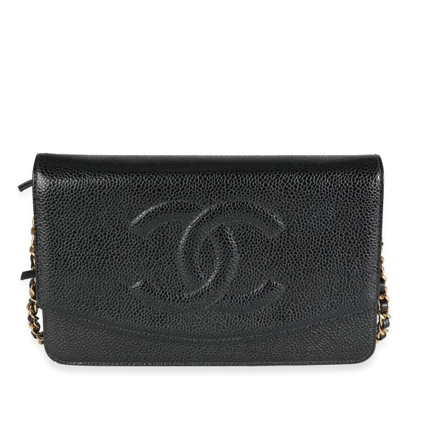 115090 fv Chanel Black Caviar Timeless Wallet On Chain