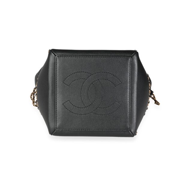 115133 stamp Chanel Black Quilted Calfskin Chain Drawstring Bag